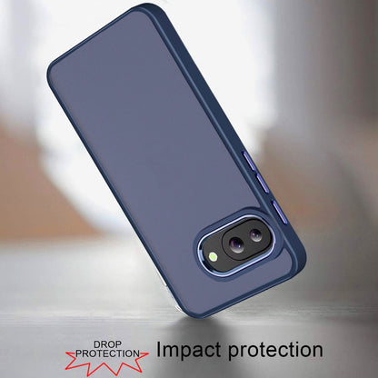 For Google Pixel 9A Slim Fit Hybrid Transparent Thick Acrylic with Metal Buttons Frame Protective Hard PC + TPU Shockproof Case Cover
