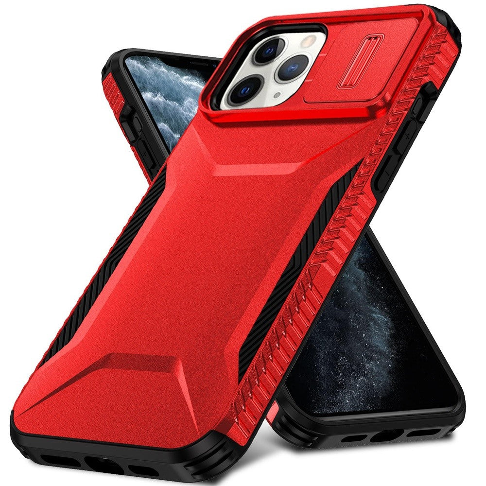 Phone Case for Apple iPhone 11 Pro Max Shockproof Hybrid Rugged Grip Camera Window Guard Window Protective Heavy Duty Slim Textured Design Cover Red