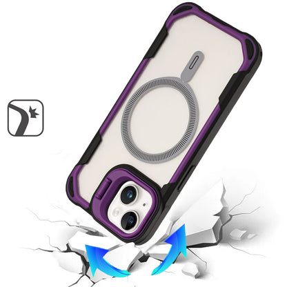 For Apple iPhone 15 Magnetic Circle Hybrid with Camera Stand, Compatible with MagSafe, Shockproof Protective Case Cover