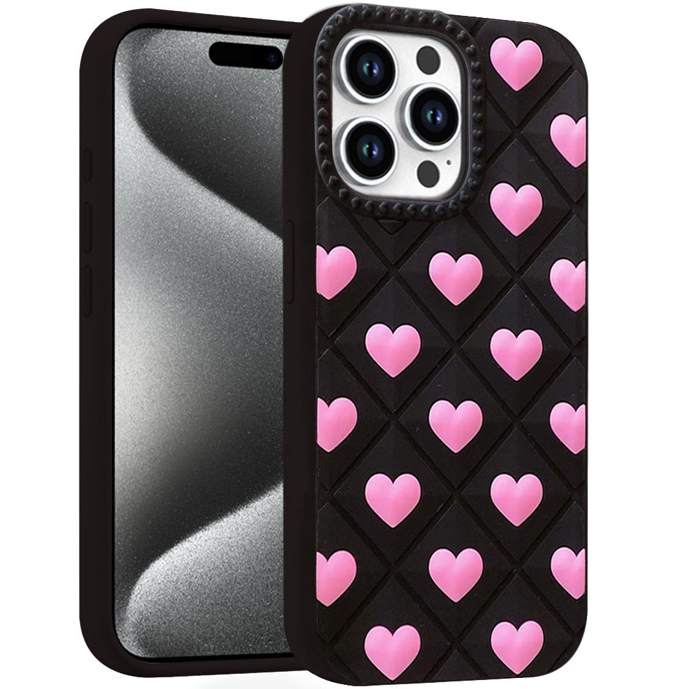 Phone Case for iPhone 15 Pro (6.1") Fashionable Silicone Textured Decorative Design Pattern Protective Rubber TPU Hybrid Protection Cover