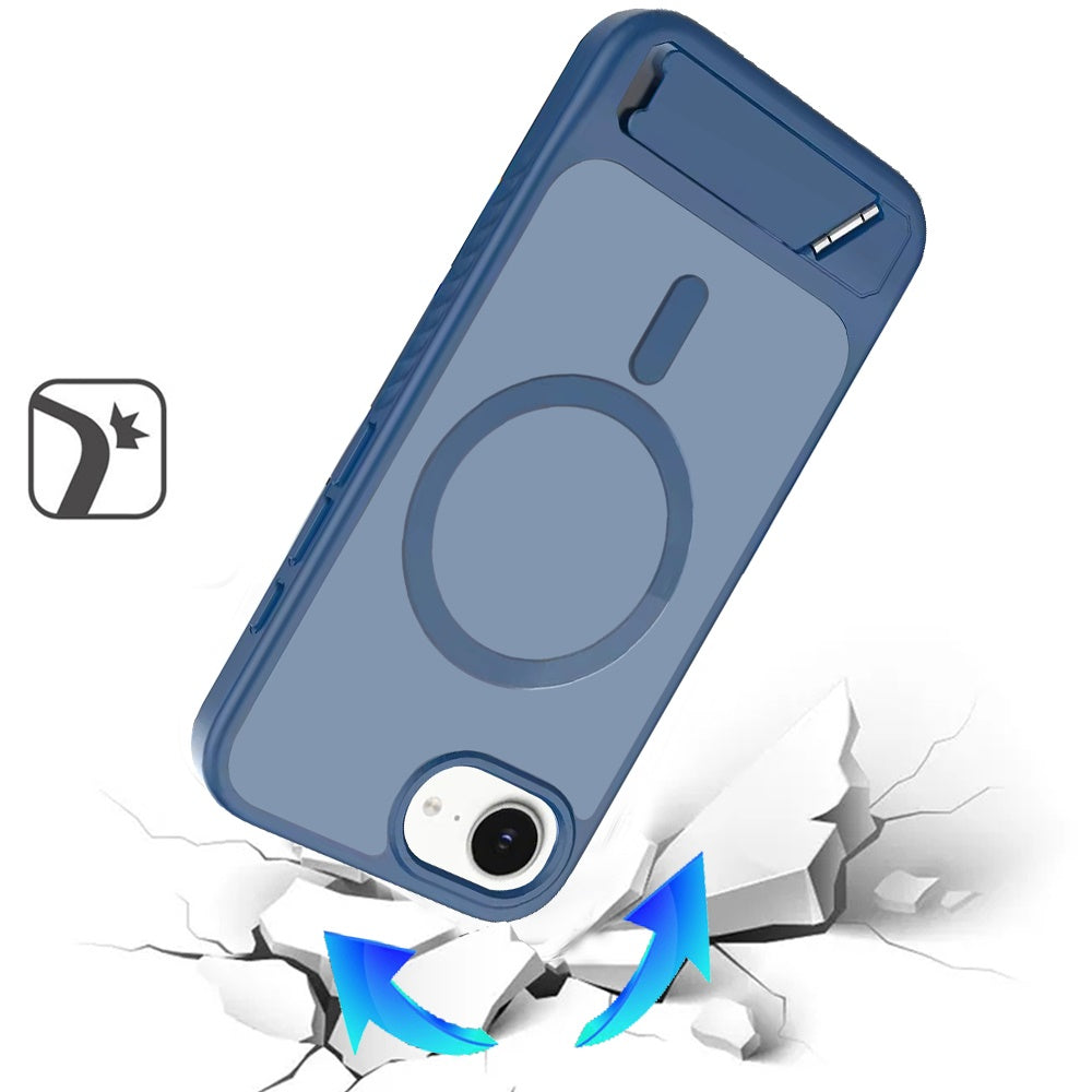 For Apple iPhone 17E /16E Matte Magnetic Circle Back TPU Hybrid Drop Protection with Metal Kickstand Shockproof Design Case Cover