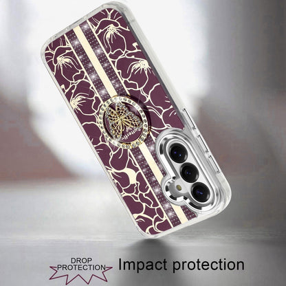 Phone Case for Samsung Galaxy S26+ / S26 Plus Floral Butterfly Ring Stand Glitter Bling Shockproof Hybrid Luxury Fashion Protective Anti Slip Durable Grip Cover Purple