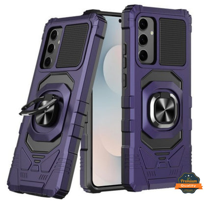 For Samsung Galaxy S25 Fan Edition /Galaxy S25 FE Hybrid Magnetic Car Mount Ring Kickstand Stand Holder Full-Body Armor Protective [Military Grade] Case Cover