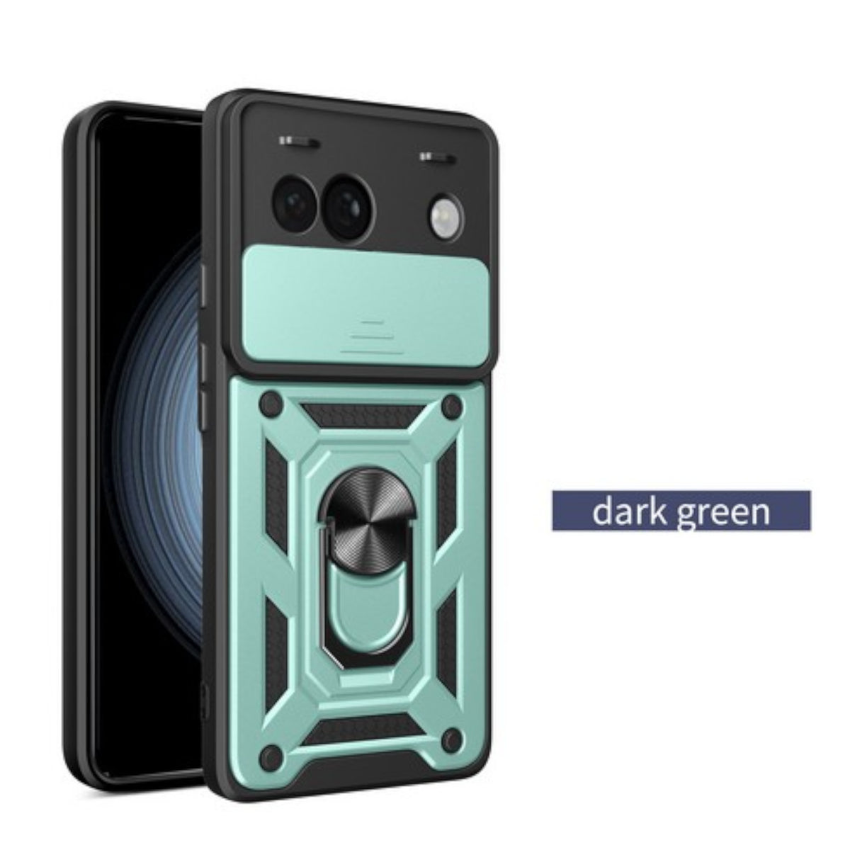 For Google Pixel 10A Hybrid Shockproof, Built-in Sliding Camera Lens Protection with Magnetic Finger Ring Stand Holder Case Cover