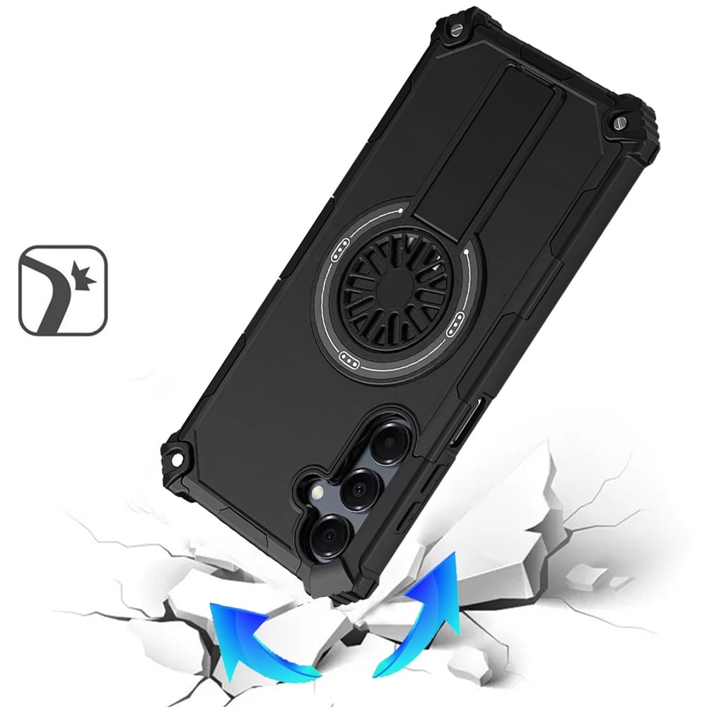 Phone Case for Samsung Galaxy A17 5G Invisible Kickstand Magnetic Car Mount Friendly Shockproof Texture Anti Slip Durable Grip Heavy Duty Hybrid Cover