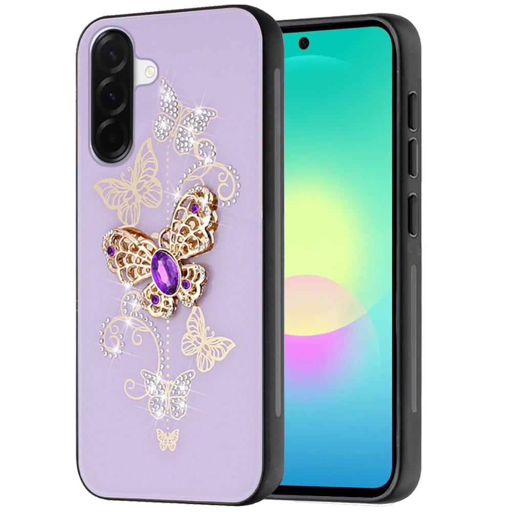 Phone Case for Samsung Galaxy A27 5G Diamond 3D Fashion Floral Glitter Engraved Luxury Bling Hybrid Shockproof Chrome Edge Protective Grip Cover