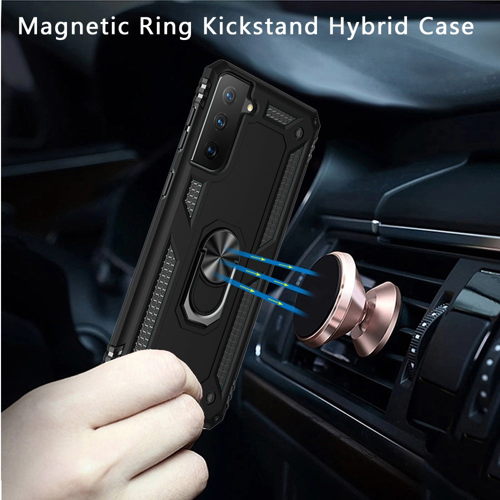 For Samsung Galaxy S22+ / S22 Plus Hybrid Shockproof Durable 360 Degree Rotatable Ring Stand Holder Kickstand Fit Magnetic Car Mount Case Cover Black