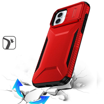For Apple iPhone 17 (6.3") Slim Fit Shockproof Hybrid with Slide Camera Window Covering, Rugged Tpu Silicone Hard PC Bumper Case Cover