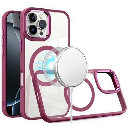 For Apple iPhone 16 Pro Max (6.9") MagSafe Compatible Transparent Greatest Clear Acrylic with Color Frame Thick Hybrid TPU Hard Case Cover