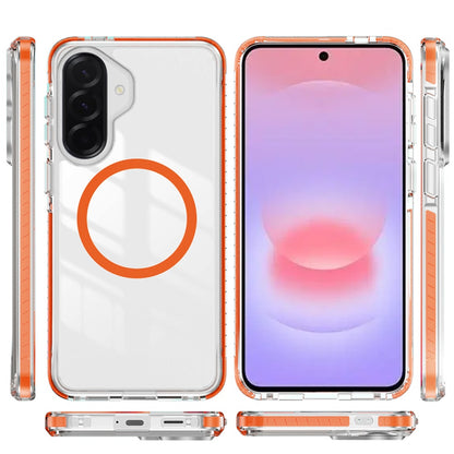 Phone Case for Samsung Galaxy A37 Transparent Magnetic Shockproof Colored Edge Hybrid Case Slim Durable Grip Clear Protective Soft TPU Cover