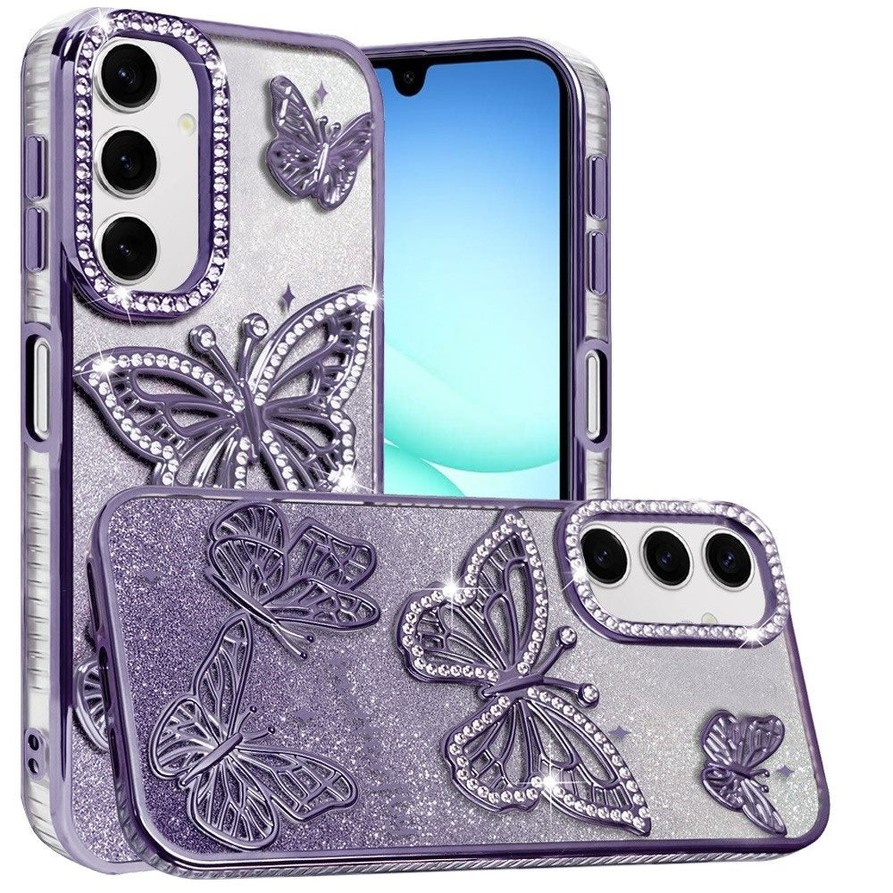 Phone Case for Samsung Galaxy A17 5G Butterfly Freedom Shimmer Glitter Thick TPU Shockproof Anti Slip Durable Protective Design Cover