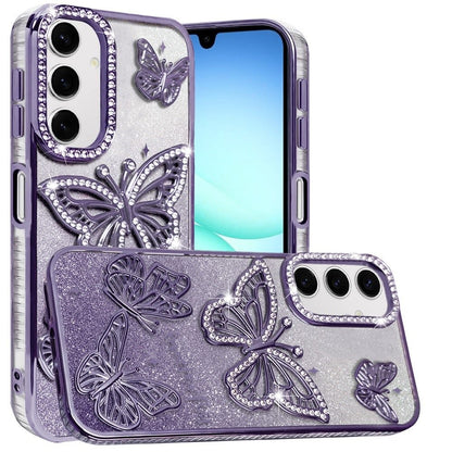 Phone Case for Samsung Galaxy A17 5G Butterfly Freedom Shimmer Glitter Thick TPU Shockproof Anti Slip Durable Protective Design Cover