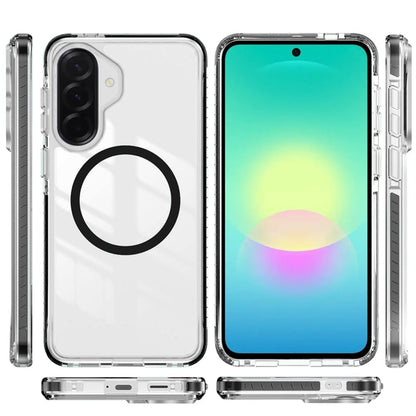 Phone Case for Samsung Galaxy A27 Transparent Magnetic Shockproof Colored Edge Hybrid Case Slim Durable Grip Clear Protective Soft TPU Cover