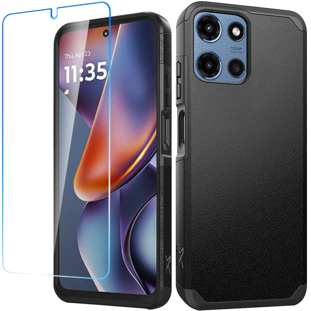 For Motorola Moto G Stylus 5G 2025 Tough Hybrid Dual Layer Hard PC TPU Rubber Bumper, Shock Absorption, Screen Protector Included Case Cover