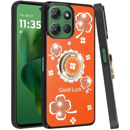 For Motorola Moto G Power 5G 2026 /2025 Diamonds 3D Fashion Bling Sparkly Glitter Ornaments Engraving Hybrid with Ring Stand Case Cover