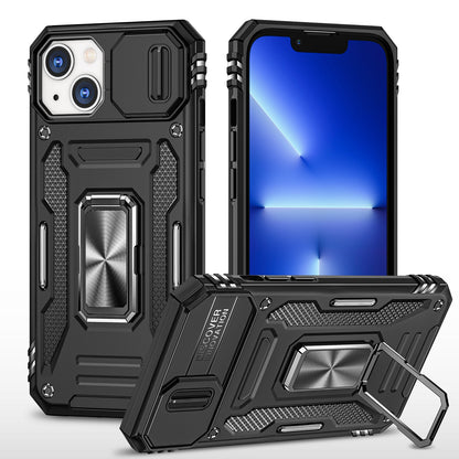 Phone Case for Apple iPhone 13 Pro Max Tough Metal Ring Shockproof Sliding Camera Window Hybrid Armor Rugged Anti Slip Heavy Duty Grip Cover