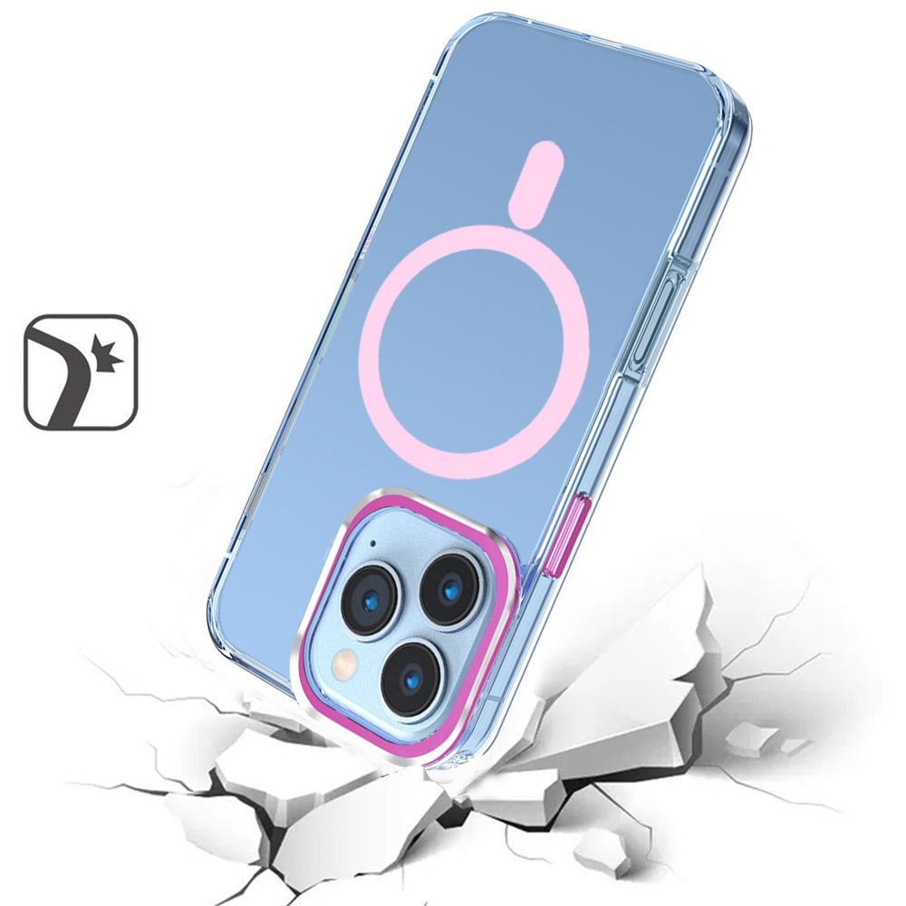 For Apple iPhone 16 Pro (6.3") Clear Transparent Matching Circle Design Hybrid TPU Hard Shockproof [Support Magsafe Charger] Case Cover