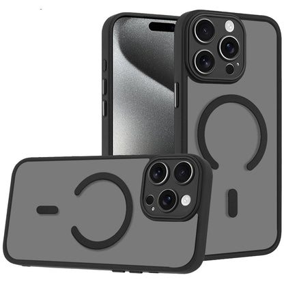 Phone Case for iPhone 15 Pro Max Matte Frosted Magnetic Hybrid Hard PC Soft TPU Camera Protection Slim Shock Absorbing Anti Fingerprint Cover
