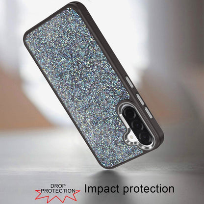 Phone Case for Galaxy A37 Crystal Glass Bling Diamond Metallic Edge Shockproof Durable Protective Clear Hybrid Stylish Premium Design Cover