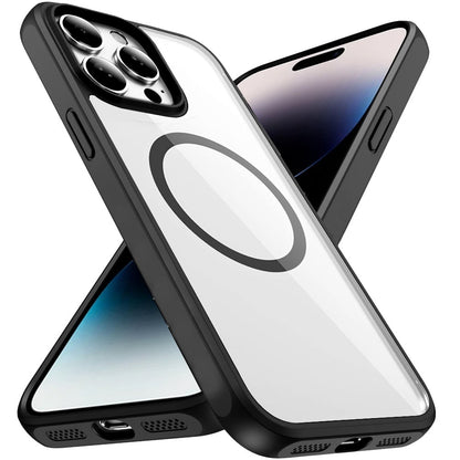 Phone Case for Apple iPhone 14 Pro Transparent Magnetic HQ Shockproof Hybrid 2.0mm Thick AntiSlip Grip Drop Protection Rugged Clear Durable Impact Cover Black