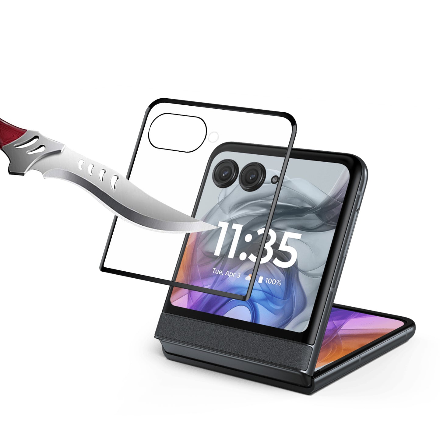 For Motorola Razr 2025 Premium Tempered Glass Screen Protector Designed to allow full functionality Fingerprint Unlock 3D Curved Edge Glass Full coverage Protector Clear Black