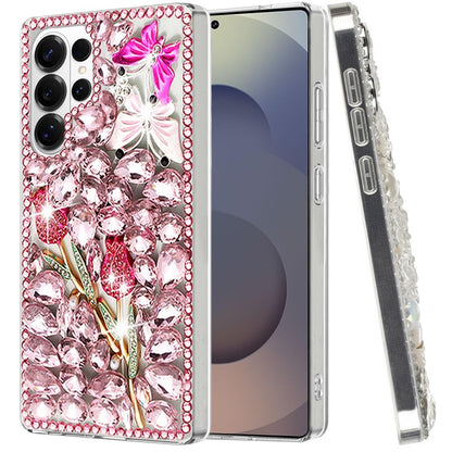 For Samsung Galaxy S26 Ultra Bling Crystal 3D Full Diamonds Luxury Sparkle Rhinestone Hybrid Protective Case Cover