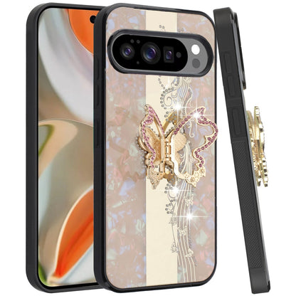 For Google Pixel 10 /Pixel 10 Pro Diamonds 3D Fashion Bling Sparkly Glitter Ornaments Engraving Hybrid with Ring Stand Case Cover