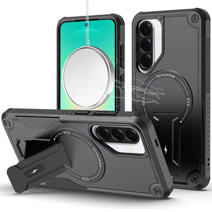 Phone Case for Samsung Galaxy A27 Magnetic Kickstand Rugged Shockproof Armor Grip Anti Slip Heavy Duty Protective Matte Stand Hybrid Cover