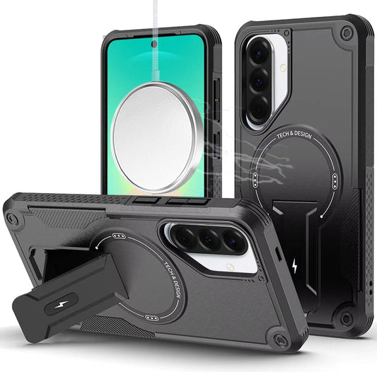 Phone Case for Samsung Galaxy A27 Magnetic Kickstand Rugged Shockproof Armor Grip Anti Slip Heavy Duty Protective Matte Stand Hybrid Cover