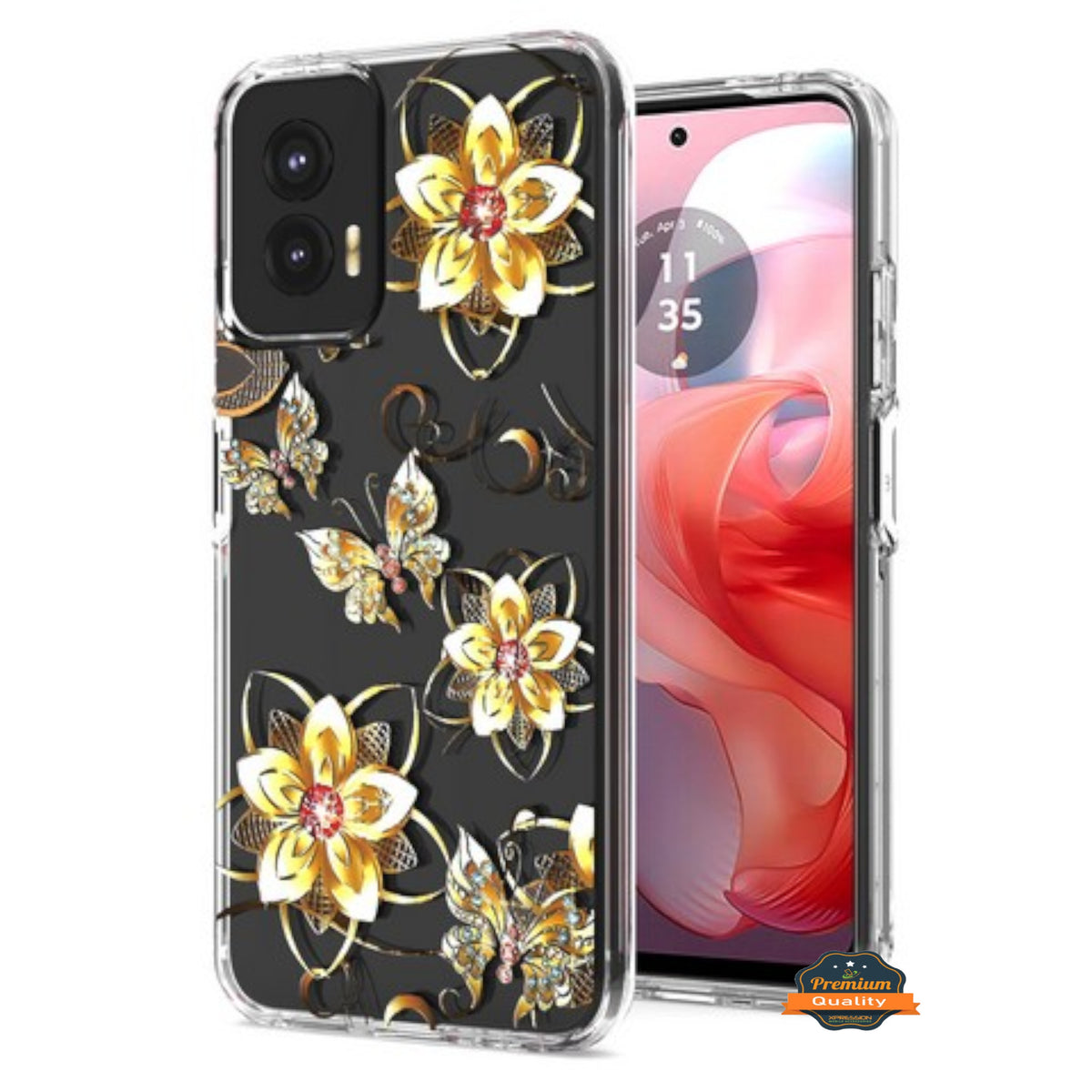 For Motorola Moto G 5G 2025 Hybrid Clear Frame with Trendy Pattern Design, Shockproof Hard Back & TPU Rubber Case Cover