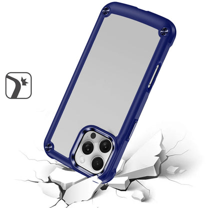 For Apple iPhone 16 Pro Max (6.9") Hybrid Transparent Rubber with Metal Buttons & Camera Edges Hard TPU Corner Bumper Case Cover