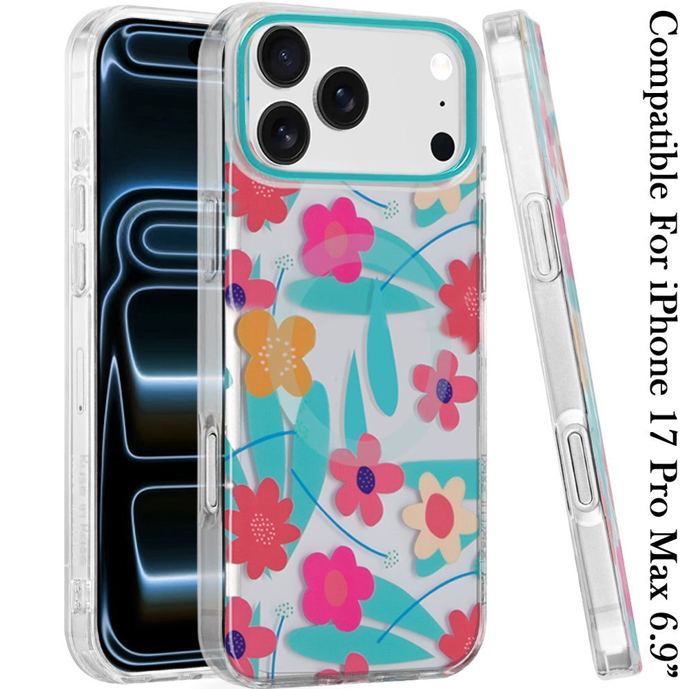 Phone Case for Apple iPhone 17 Pro Max (6.9") Stylish Design Shockproof Magnetic Magsafe Compatible TPU IMD Print Rugged Grip Drop Protection Slim Fashion Cover