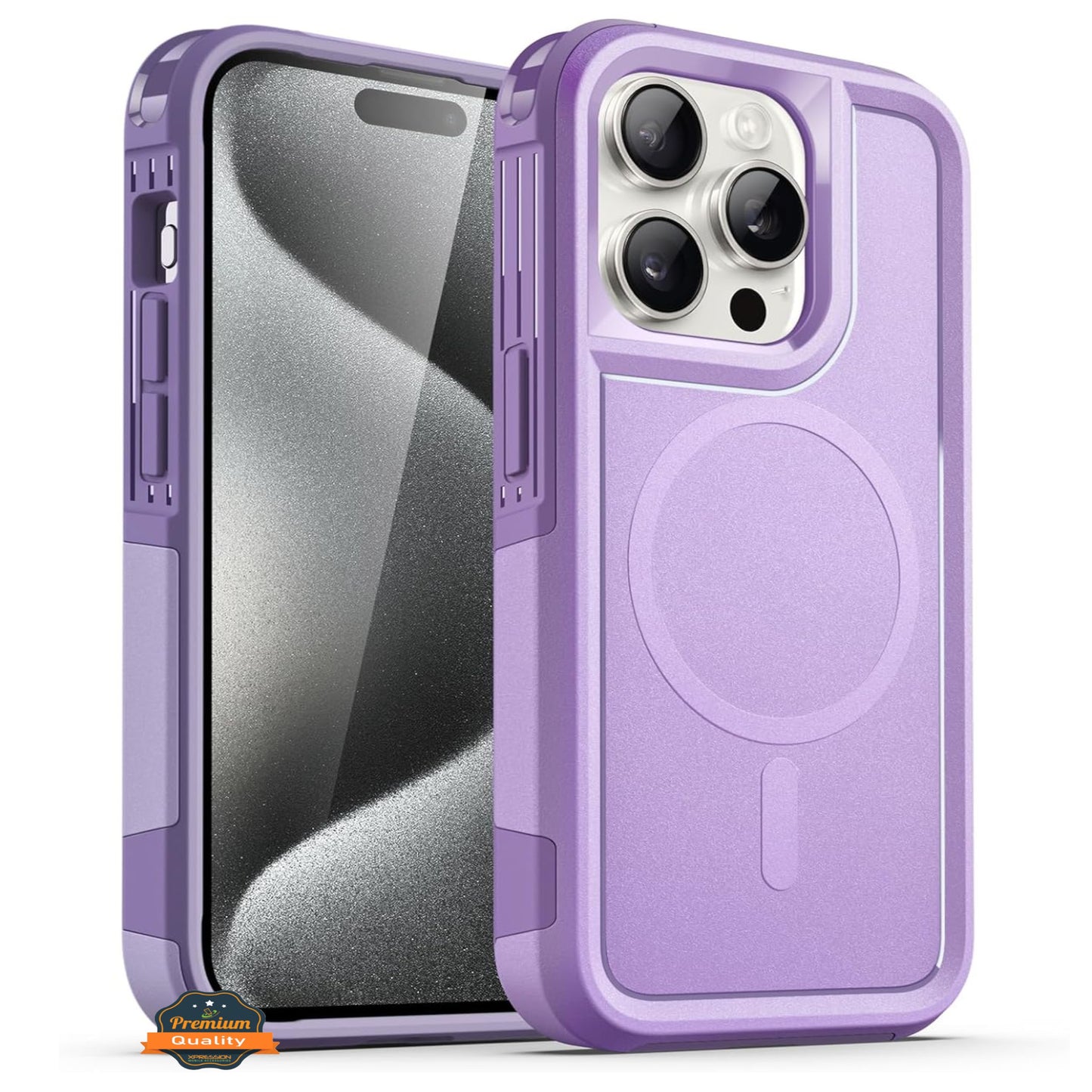 For Apple iPhone 15 Pro Max (6.7") Shockproof Heavy Duty Dual-Layer Rugged Magnetic Hybrid [Compatible with MagSafe]  Phone Case Cover
