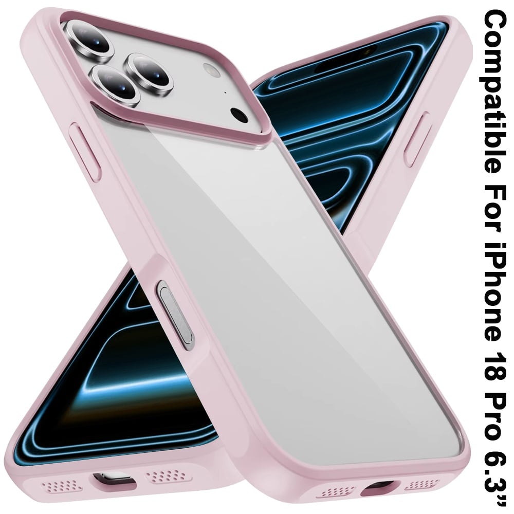 Phone Case for Apple iPhone 18 Pro Transparent Thick 2.0mm Hybrid Shockproof Rubber TPU Protective Slim Fit Grip Durable Clear HQ Design Cover