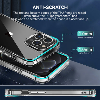 For Apple iPhone 16 (6.1") Hybrid HD Crystal Clear Hard PC Back Gummy TPU Frame Slim with Chromed Buttons Case Cover