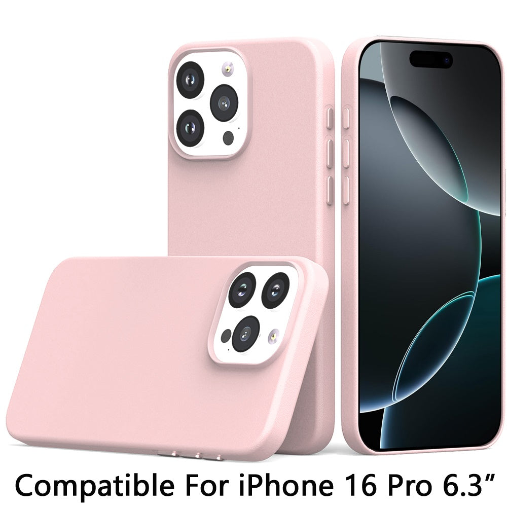 For Apple iPhone 16 Pro (6.3") PU Leather with inner Magnetic Circle Compatible with MagSafe, Rubber TPU Colored Metal Buttons Case Cover