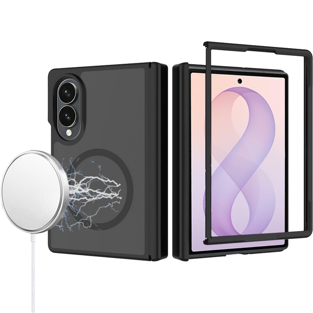 Phone Case for Samsung Galaxy Z Fold 8 Premium Matte Magnetic Foldable Hybrid Central Axis Hinge Protection Shock Absorbing TPU Slim Fit Hard PC Cover