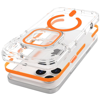 Phone Case for Apple iPhone 17 Pro Magnetic Transparent Tough Hybrid Camera Guard Stand Shockproof Color Edge Rugged Grip Durable Cover Cosmic Orange