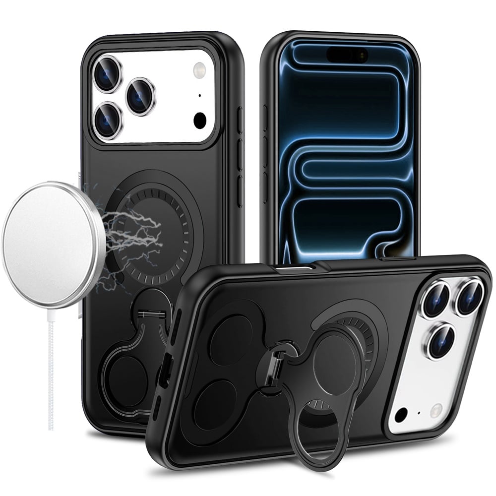 Phone Case for Apple iPhone 18 Pro Max Magnetic 2 Ring Stand Car Mount Friendly Shockproof Rugged Grip Armor Dual Ring Kickstand Heavy Duty Hybrid Cover