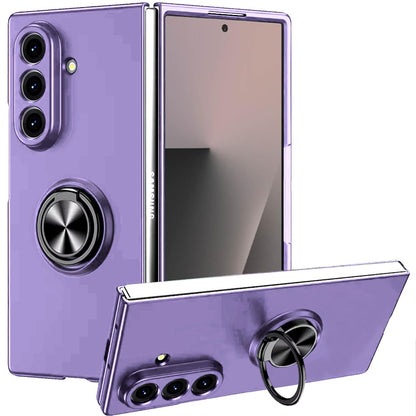 For Samsung Galaxy Z Fold 7 Hybrid 360 Degree Rotatable Metal Invisible Ring Stand Holder Slim Fit Magnetic Car Mount Shockproof Case Cover