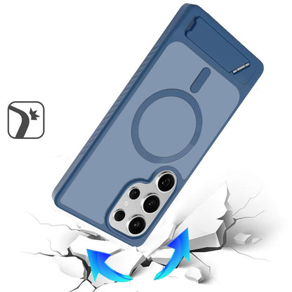 Phone Case for Galaxy S24 Ultra Matte Magnetic Metal Kickstand Shockproof Grip Anti Slip Durable Protective Heavy Duty Hybrid Cover