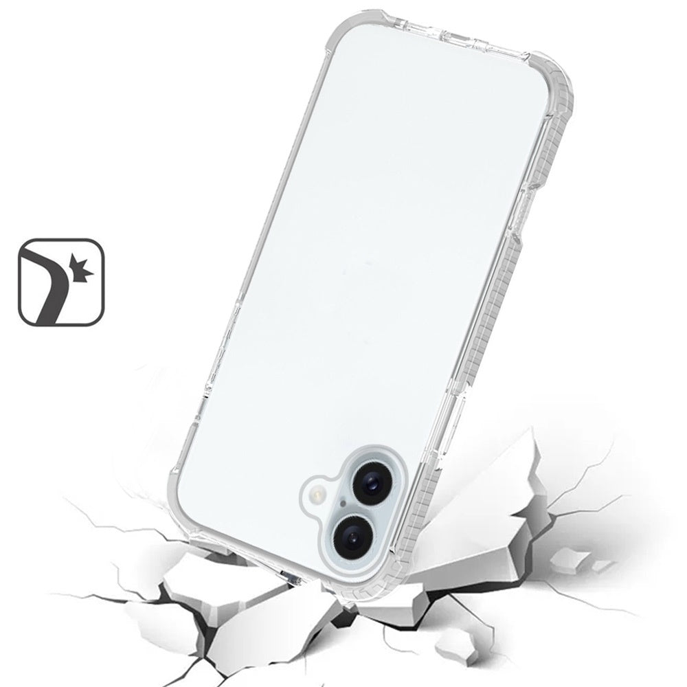 For Apple iPhone 16e Hybrid Transparent Acrylic Rubber Gummy Hard PC Silicone TPU Color Bumper Frame Shockproof Case Cover