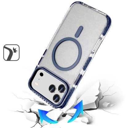 For Apple iPhone 17 Pro Max (6.9") Transparent Hybrid with Color-Matched Magnetic Circle, Rubber TPU Frame Hard PC Shockproof Case Cover Cosmic Orange