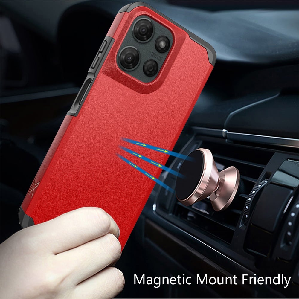 For Motorola Edge 2025 Fashion Graphic Design Hybrid 2in1 Tough Strong Hard PC TPU Frame, Magnet Mount Friendly, Shockproof Protection Case Cover Red