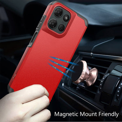 For Motorola Edge 2025 Fashion Graphic Design Hybrid 2in1 Tough Strong Hard PC TPU Frame, Magnet Mount Friendly, Shockproof Protection Case Cover Red