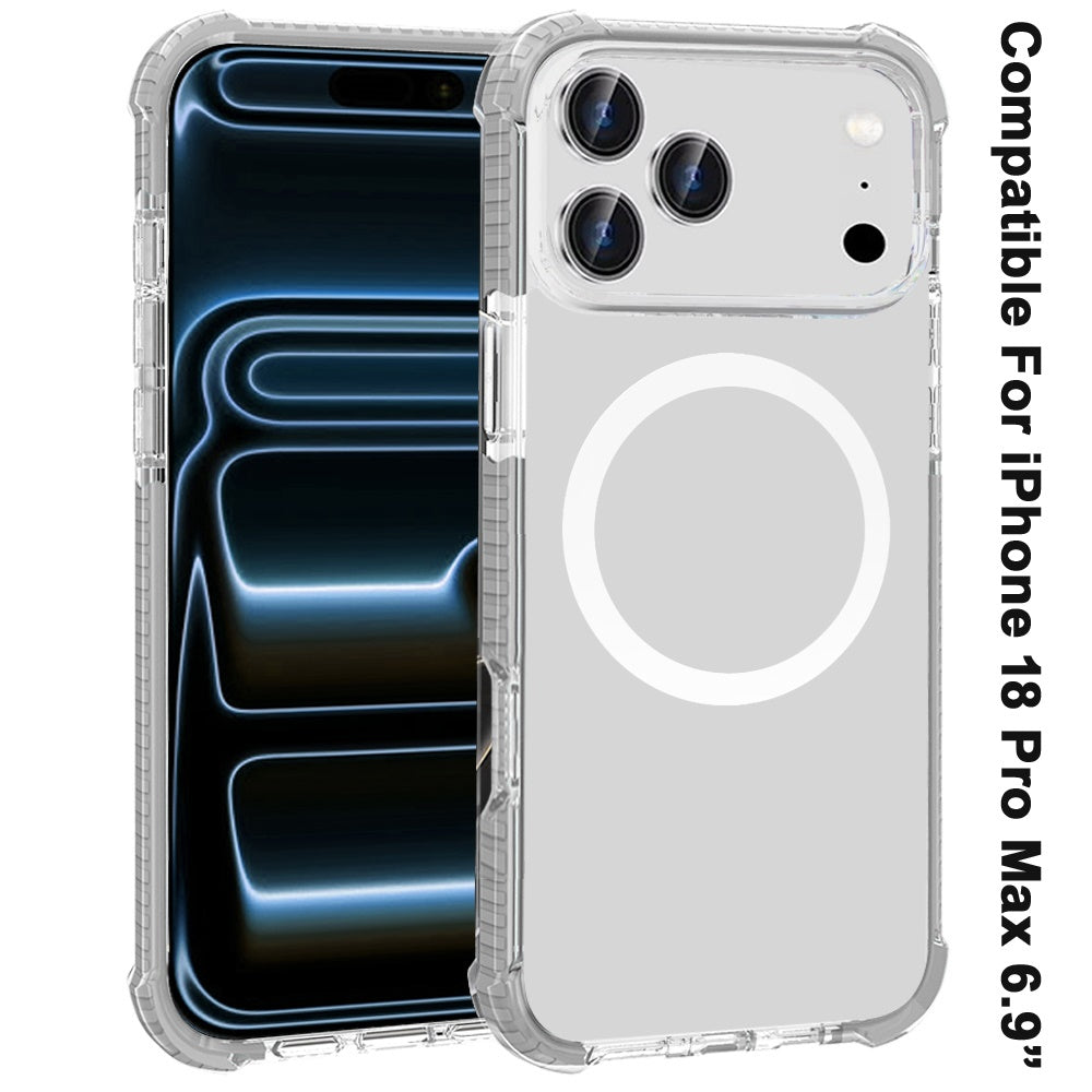 Phone Case for Apple iPhone 18 Pro Max/ 17 Pro Max Acrylic Magnetic Circle Transparent Shockproof Frame Hybrid 2.5mm Tough Clear Drop Protection Slim Durable Cover