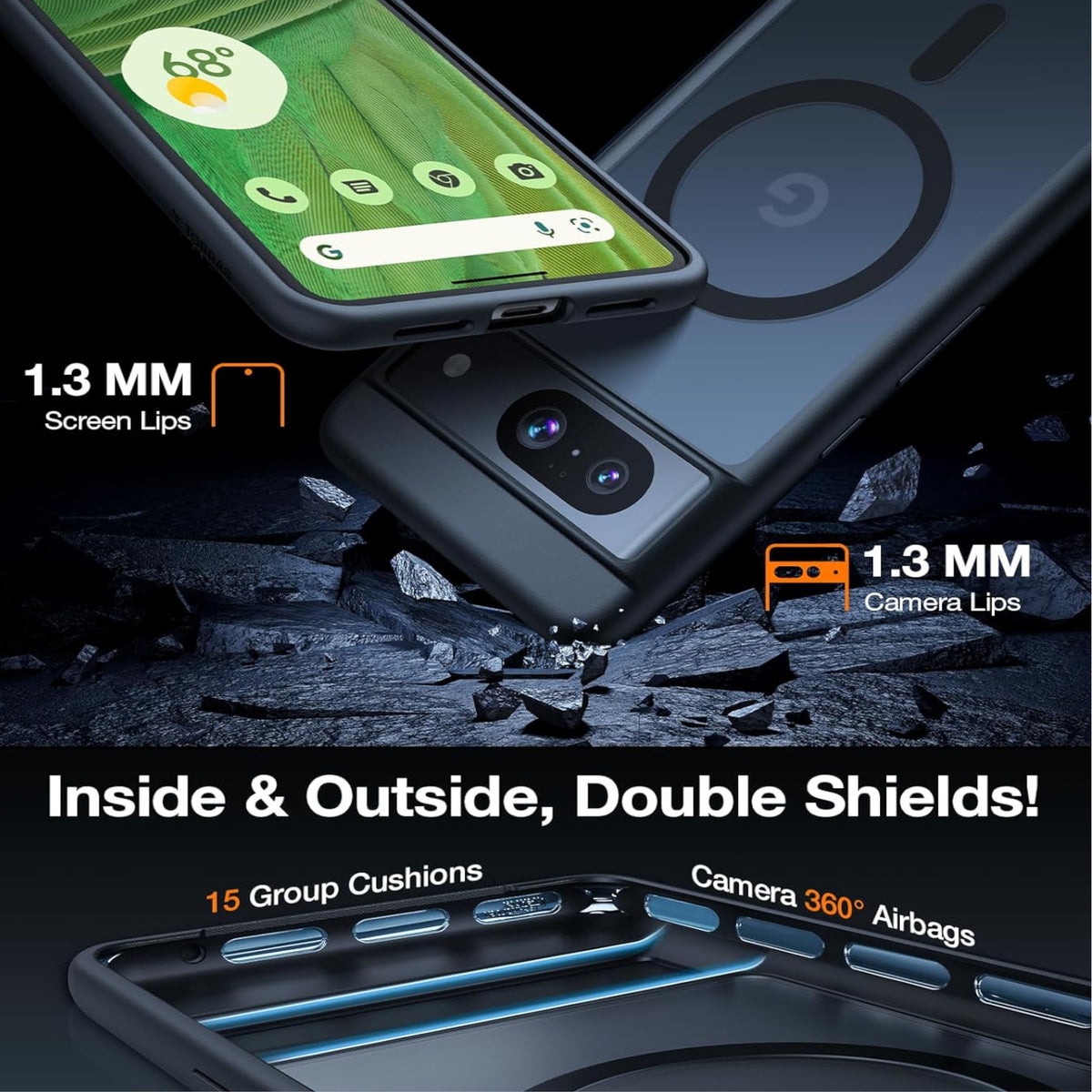 For Google Pixel 9A Frosted Translucent Case with MagSafe Compatible Slim, Shockproof Protective Matte TPU Military Grade Tough Case Cover Black