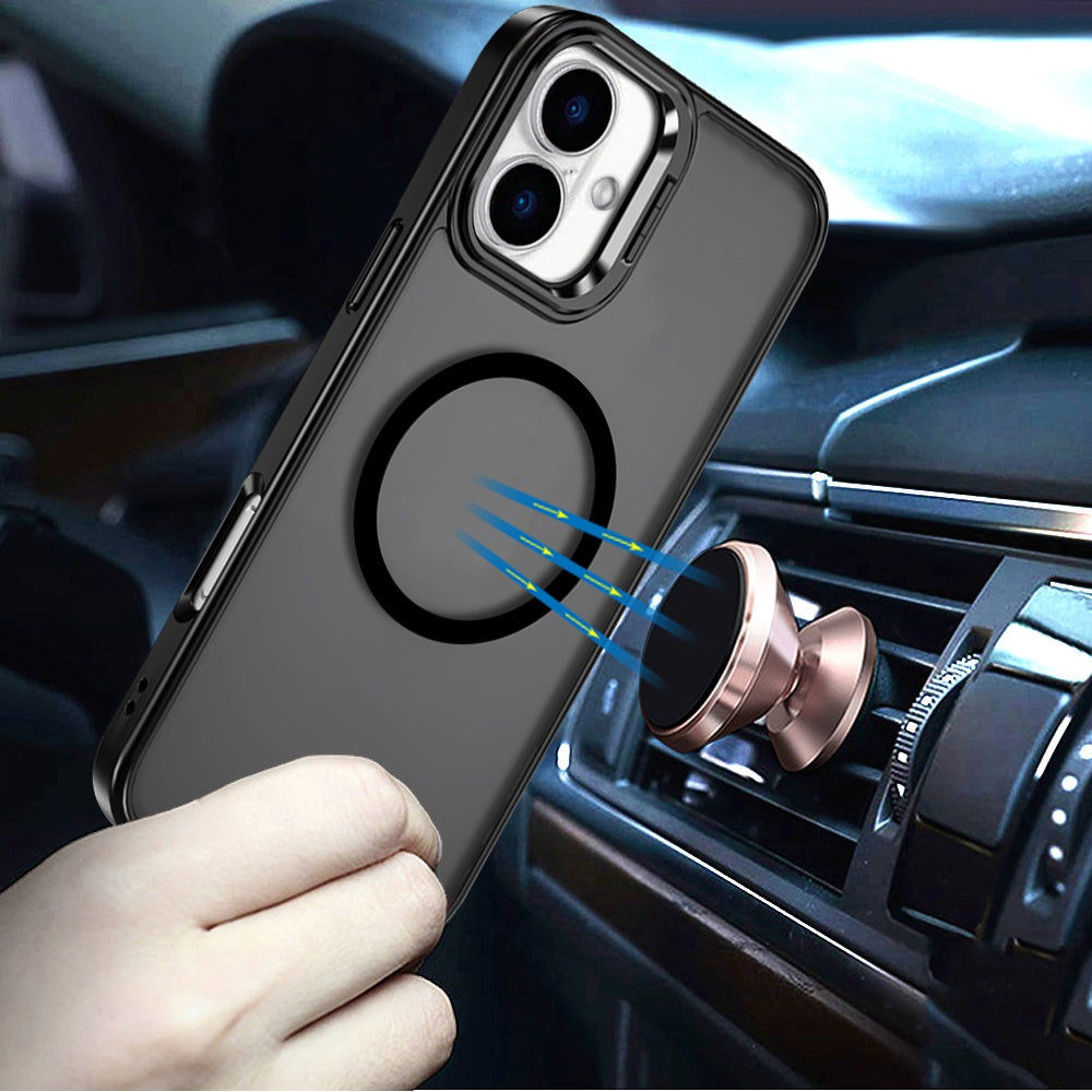 For Apple iPhone 17 (6.3") Heavy Duty Metallic Hybrid Tough TPU with Camera Ring Stand, MagSafe Compatible, Rugged Drop Protection Case Cover