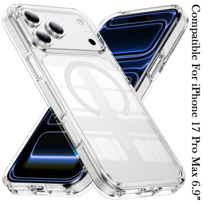 Phone Case for Apple iPhone 17 Pro Max Transparent Magnetic Shockproof Colored Edge Hybrid Case Slim Durable Grip Clear Protective Soft TPU Cover White