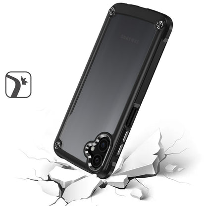For Samsung Galaxy S21+ Plus Hybrid Transparent Rubber with Metal Buttons & Camera Edges Hard TPU Corner Frame Bumper Case Cover Black
